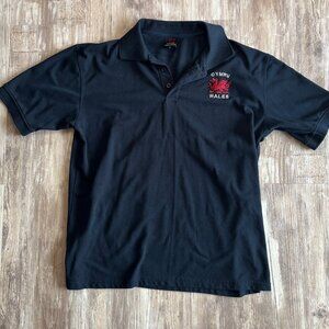 Cymru Wales Rugby Polo Shirt Men’s X-Large Black Manav Premier Griffin Logo